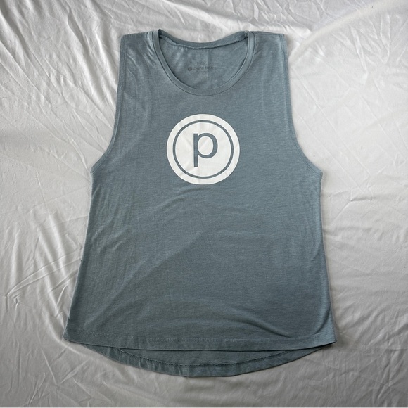Pure Barre Muscle Tank Women’s Size L - Slate Blue W/ Logo - Sleeveless Tank 278 - Picture 1 of 6